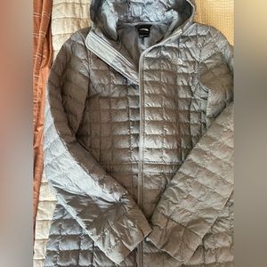 Gray North Face quilted jacket